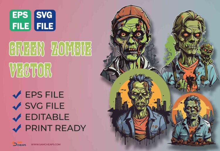 Green Zombie Vector - SVG & EPS for Graphic Designers